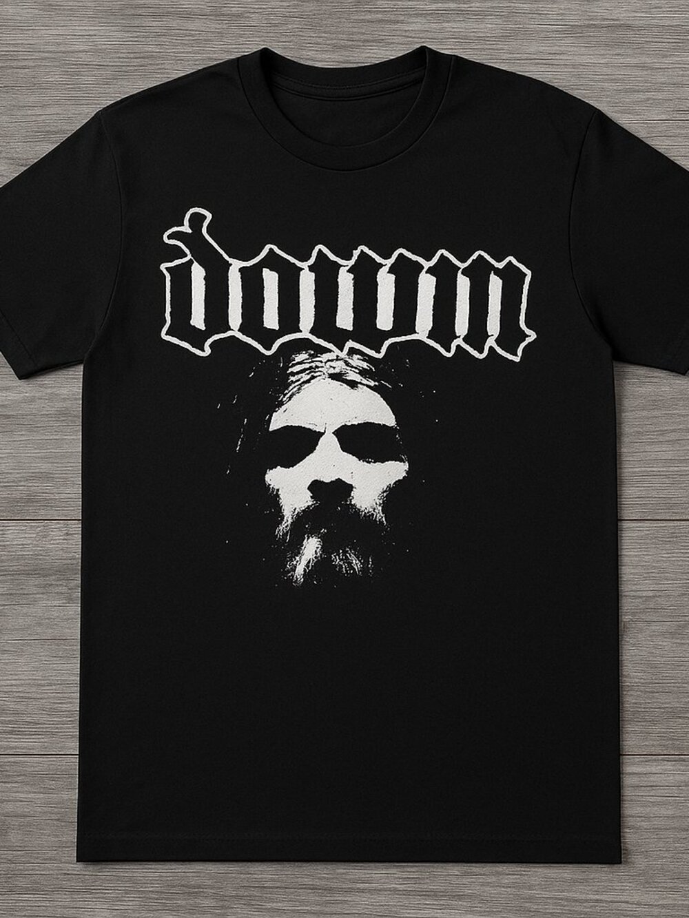 Black Heavy Metal Graphic Tee Bold Gothic Band Style Skull Face Shirt